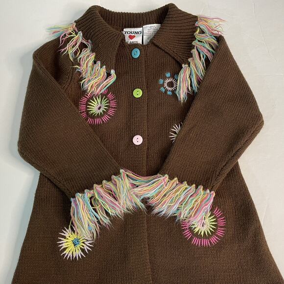 Vintage Y2K Unique Young Hearts Western Fringe Cowgirl Long Cardigan Size 2T - Picture 4 of 10